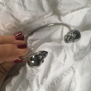 Silver Skull Bangle Bracelet