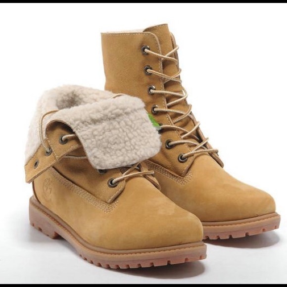 Timberland Fold Over Fleece Boots Wheat 6.5