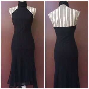 Black Cocktail High-Low Halter Dress