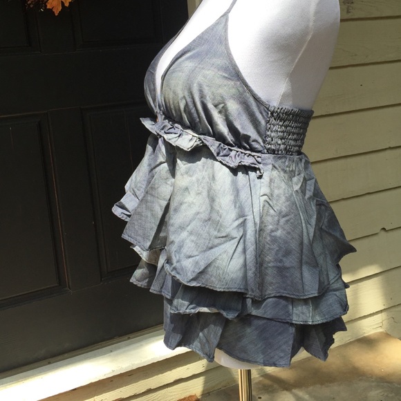 ⚡️Sale!!Denim halter top with ruffles! NWOT - Picture 3 of 3
