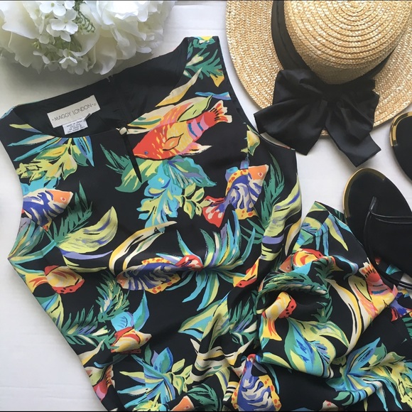 Maggy London Dresses & Skirts - Maggy London // Silk Fish Print Dress - black