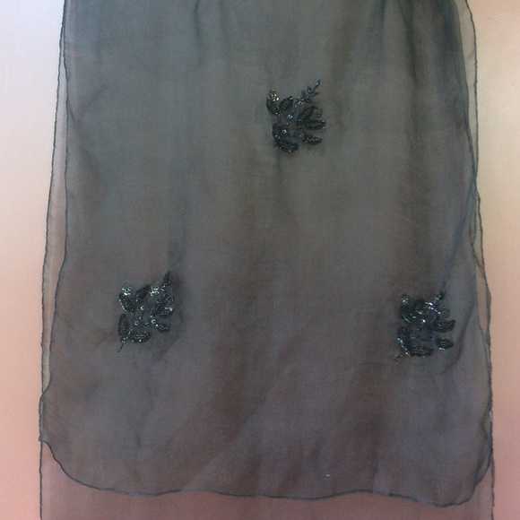 Flower Embroidery Black Silky Wrap - Picture 3 of 4