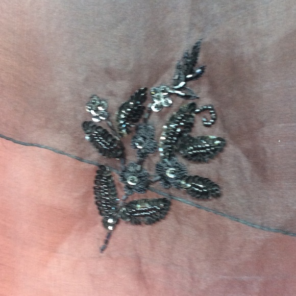 Flower Embroidery Black Silky Wrap - Picture 4 of 4