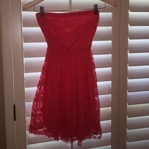 strapless lace dress