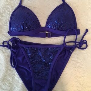 Blue sequin push up bikini