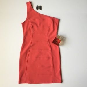 Coral one strap bodycon dress