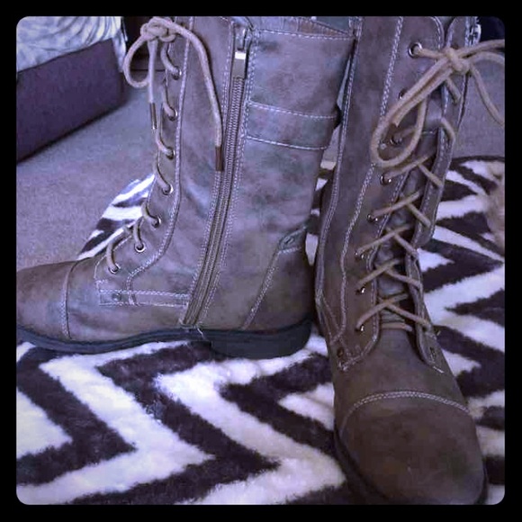 Brown combat boots