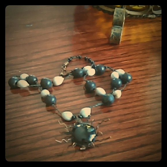 Black sun beaded necklace