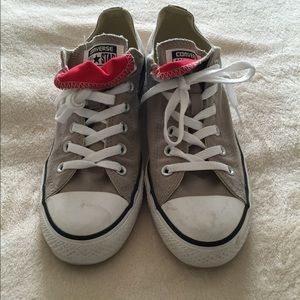 Tan and Red double tongue Converse