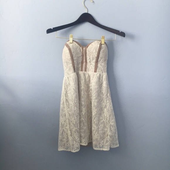 Strapless baby doll lace dress