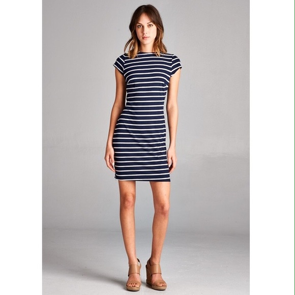 SIZE LARGE ONLY Striped Ribbed Mini Dress - Picture 2 of 4