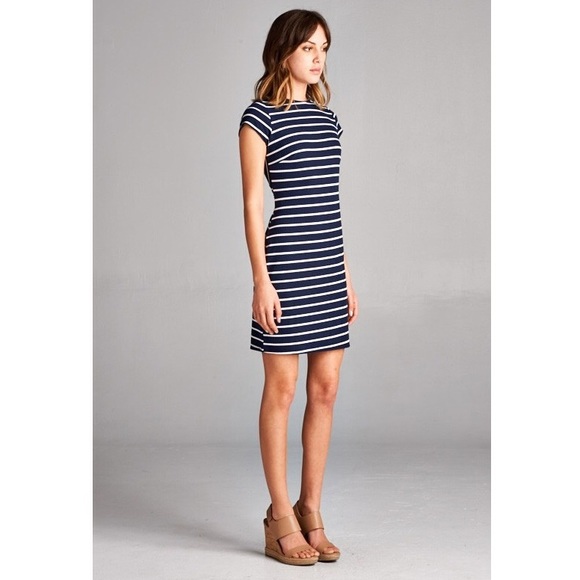 SIZE LARGE ONLY Striped Ribbed Mini Dress - Picture 3 of 4