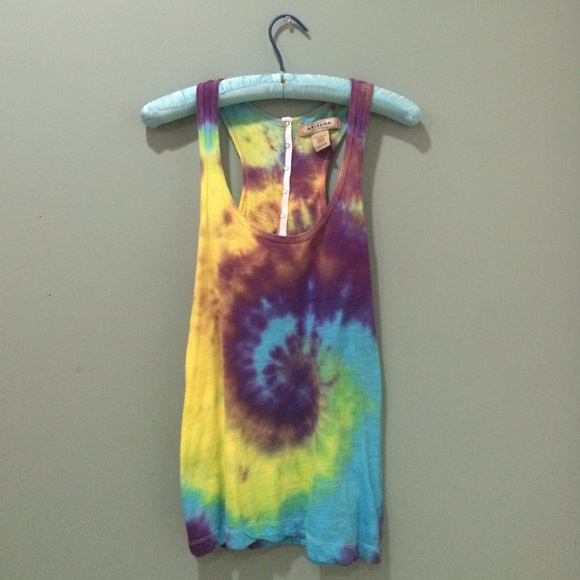 Blue/Purple/Yellow/Green Tie Dye Tanktop