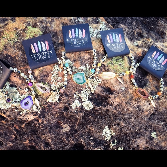 Druzy And Dalmation Jasper Bracelets - Picture 2 of 4