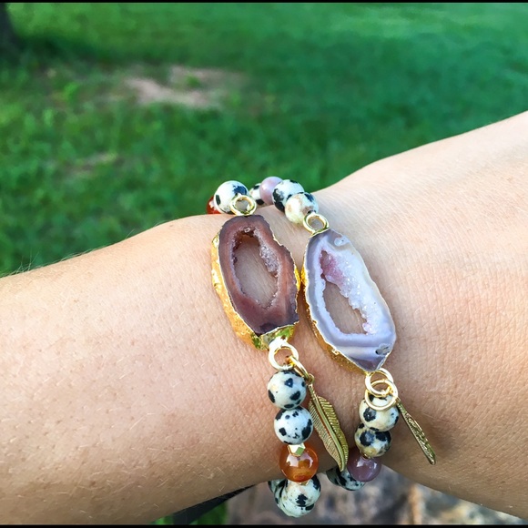 Druzy And Dalmation Jasper Bracelets - Picture 4 of 4