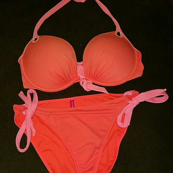 Coral and Hot Pink Bikini