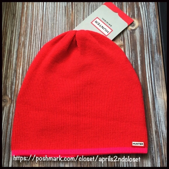 HUNTER ORIGINAL LUXE NEON TRIM WOOL BEANIE HAT - Picture 2 of 8