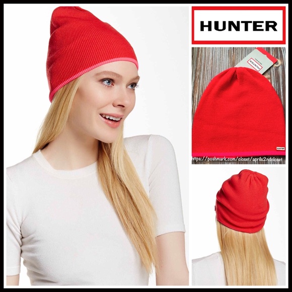 HUNTER ORIGINAL LUXE NEON TRIM WOOL BEANIE HAT - Picture 8 of 8