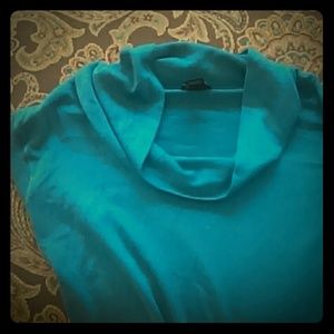 Blue short sleeved cowl neck sweater