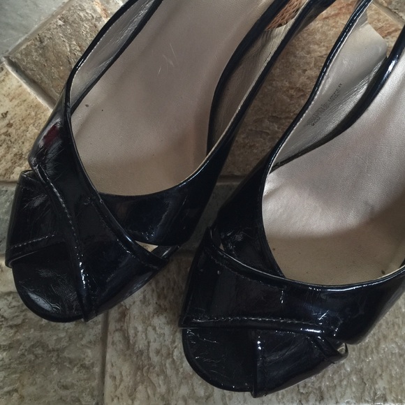 Nine West Patent Leather Platform Cork Wedge - Picture 3 of 4