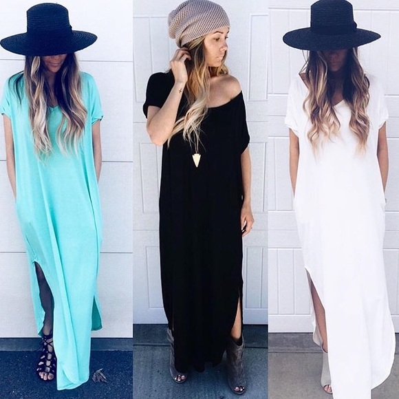 Black slouchy maxi dress Shirt Dress - Picture 4 of 4