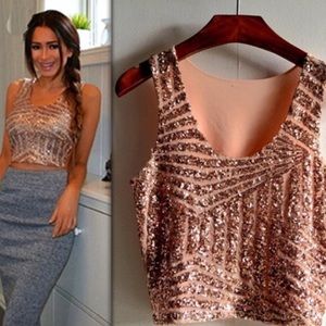 Rose gold sequin crop tank!!