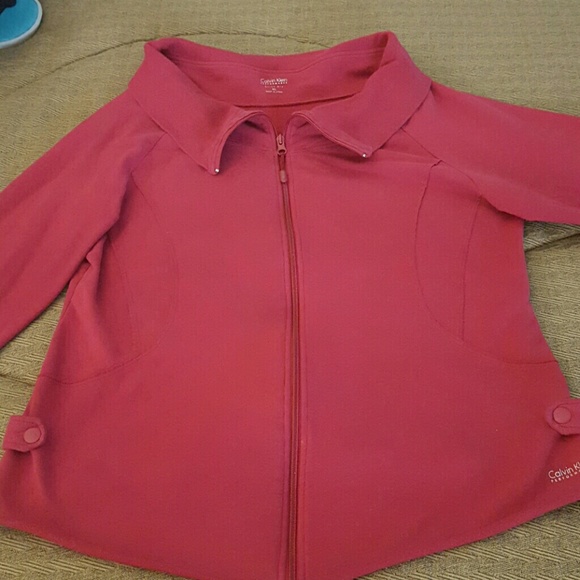 Calvin Klein Fuschia Zip up sweater