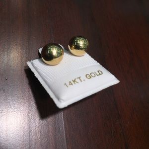 14k Solid Gold Complete Round Ball Earrings
