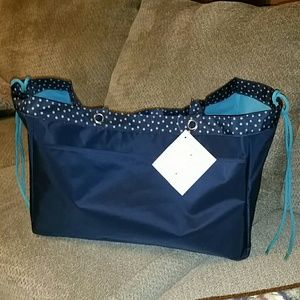 NEW Thirty-one Soft Utility Tote Navy Dancing Dots