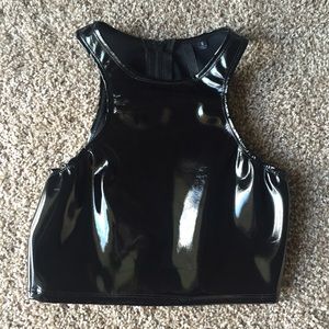 Black vinyl crop top