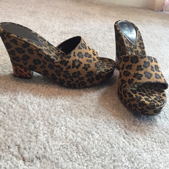 Fendi leopard print platform mules