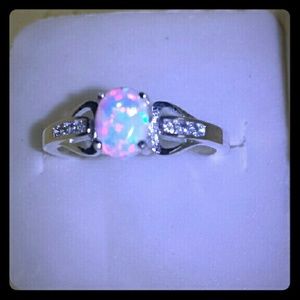 New Silver with Opal Ring - Size 8