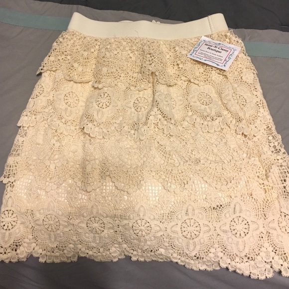 ivory crochet skirt