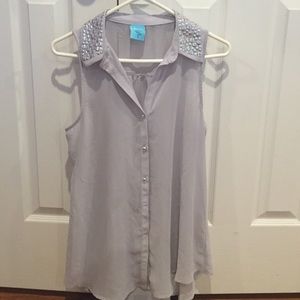 Gray button down