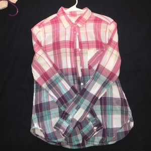 American Eagle Plaid Button-Up Top