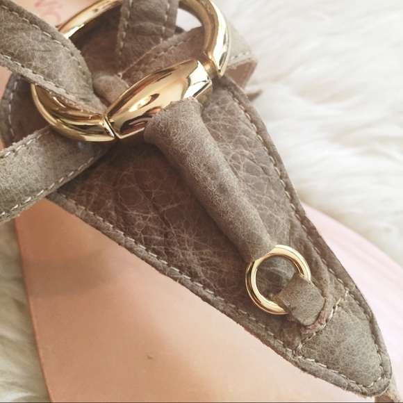 Brown Leather Sandals w/ Gold Hardware - Picture 2 of 4