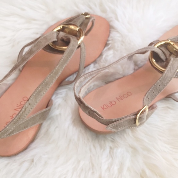 Brown Leather Sandals w/ Gold Hardware - Picture 4 of 4