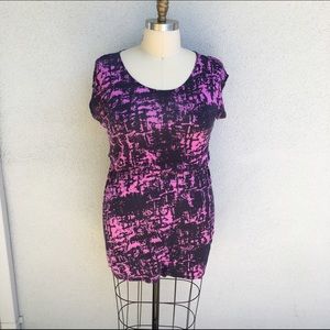 Pink & Black Abstract Print Knit Sheath Dress Sz L