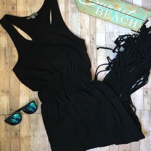 Black fringed maxi dress