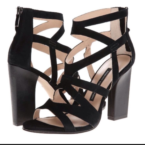 French Connection Caged Suede Heels Sandals