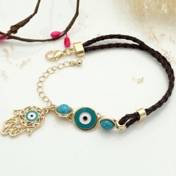🔥SALE🔥Hamsa & Evil Eye Leather Braided Bracelet - Picture 3 of 3