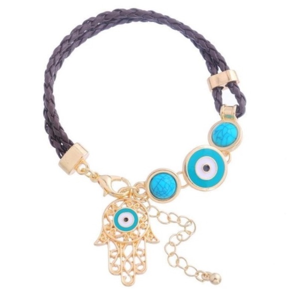 🔥SALE🔥Hamsa & Evil Eye Leather Braided Bracelet - Picture 2 of 3