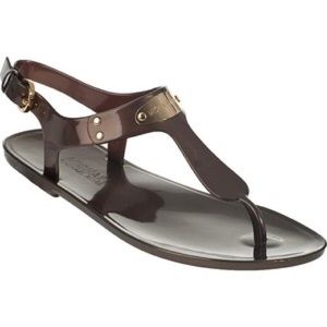 🏆MICHAEL KORS Bronze Jelly Plate Thongs SZ 8🏆