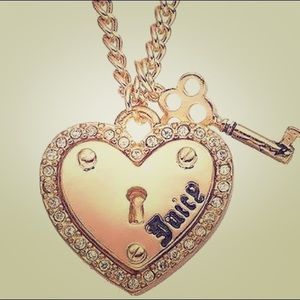 Juicy Couture Key Heart Crystal Gold Tone Necklace