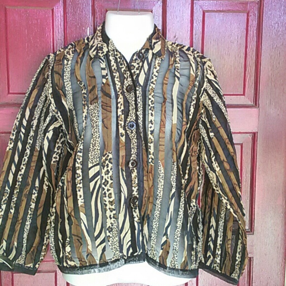 See-through with Animal print strips on sheer