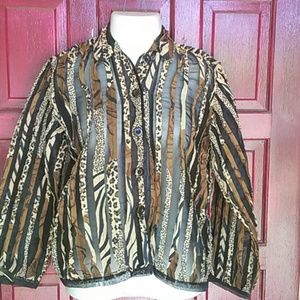 See-through with Animal print strips on sheer