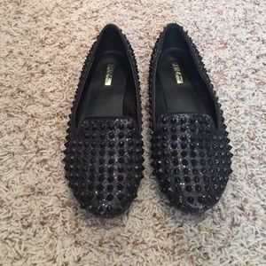 Black spiked loafer flats "Wild Pair" by Bakers