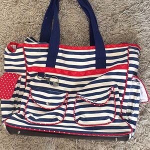 Red, white and blue roxy bag