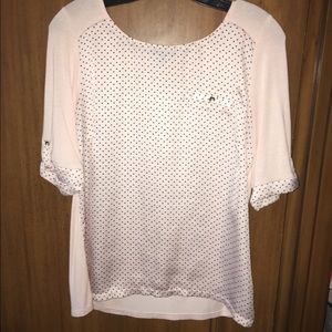 Pink Polkadot Dress shirt 3/4 sleeve