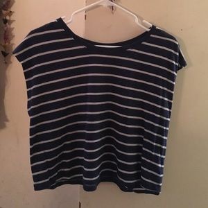 Blue and white striped crop top